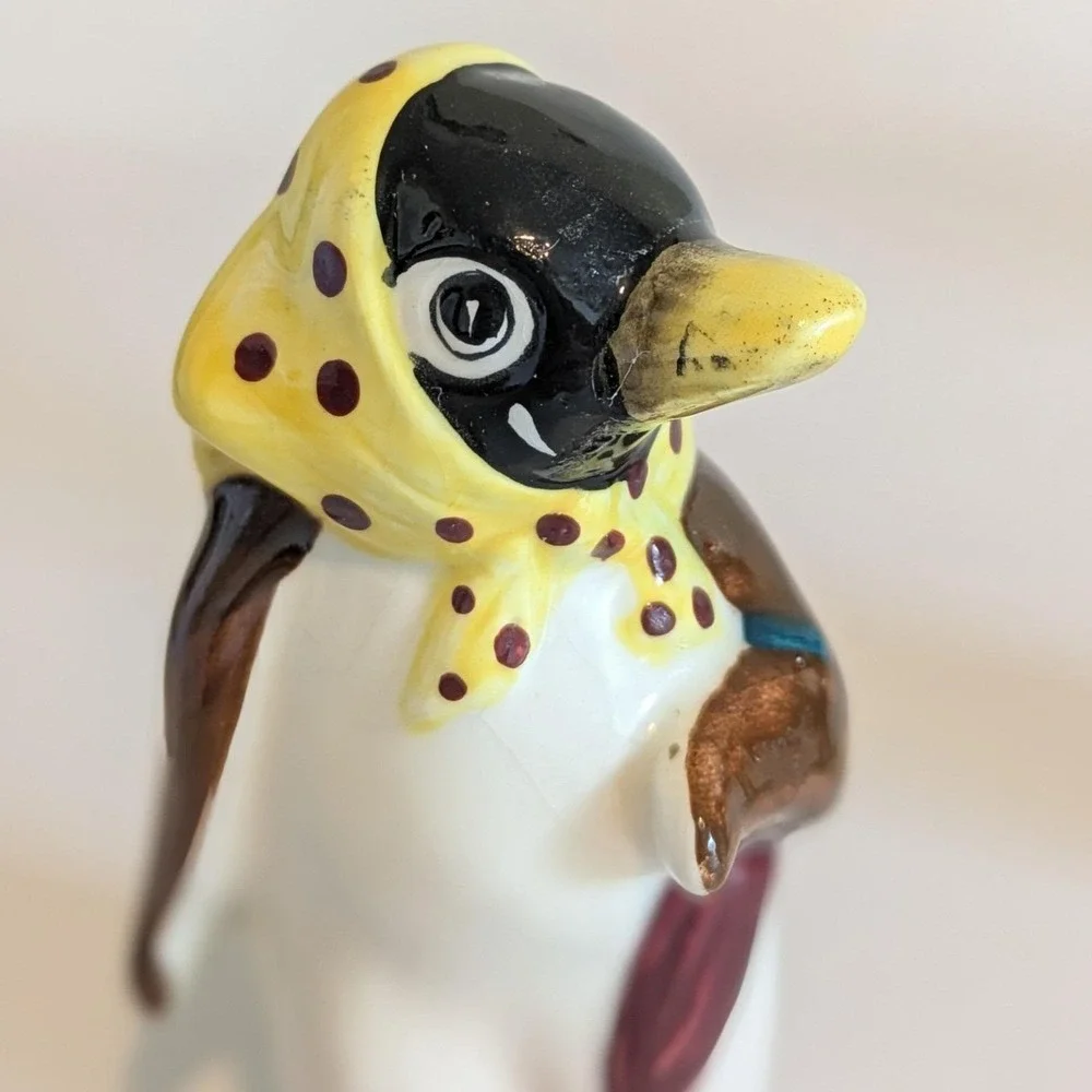 Vintage Penguin Salt And Pepper Shakers Japan Couple Umbrella Scarf Top Hat